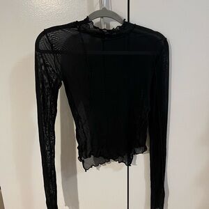 Urban Outfitters Black Mesh Long Sleeve Top